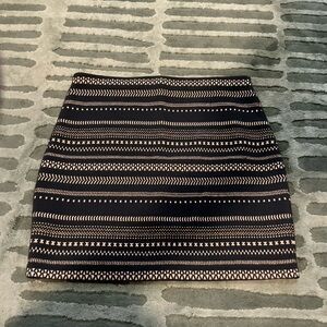 Express Black and Gold Tribal-Stripe Mini Skirt